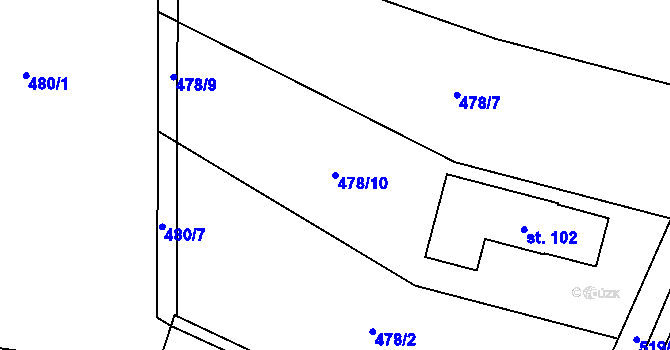 Parcela st. 478/10 v KÚ Vřesník u Tetína, Katastrální mapa