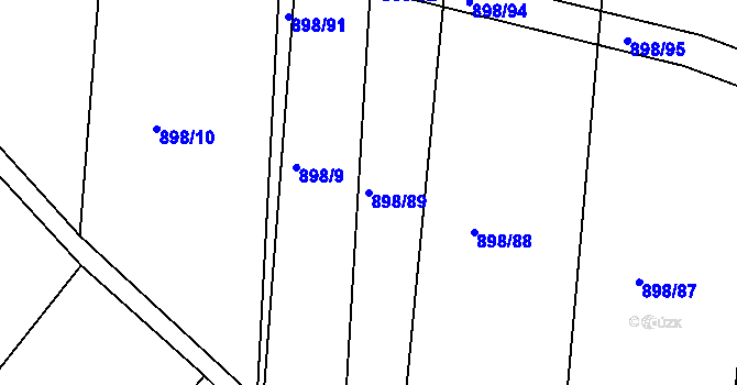 Parcela st. 898/89 v KÚ Tetov, Katastrální mapa