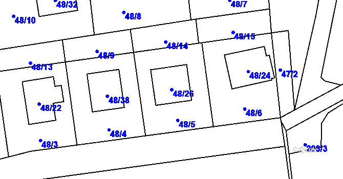 Parcela st. 48/26 v KÚ Tichá na Moravě, Katastrální mapa