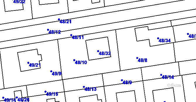 Parcela st. 48/32 v KÚ Tichá na Moravě, Katastrální mapa