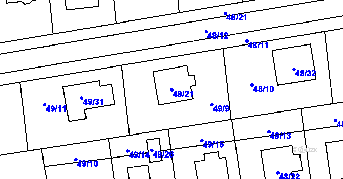 Parcela st. 49/21 v KÚ Tichá na Moravě, Katastrální mapa