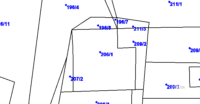 Parcela st. 206/1 v KÚ Tichá na Moravě, Katastrální mapa