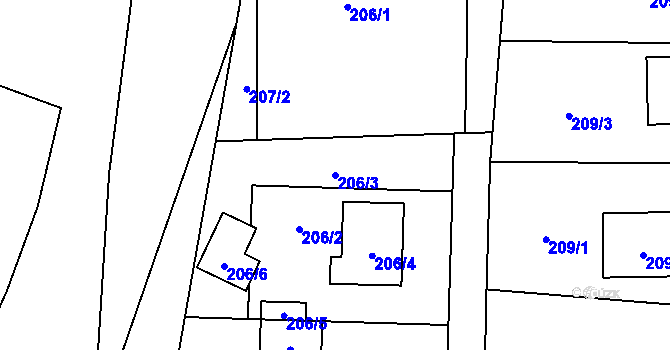 Parcela st. 206/3 v KÚ Tichá na Moravě, Katastrální mapa