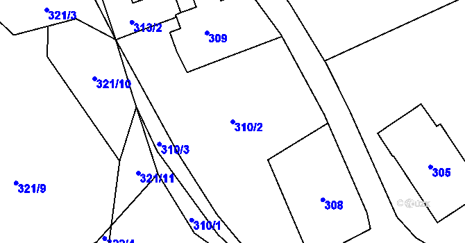 Parcela st. 310/2 v KÚ Tichá na Moravě, Katastrální mapa