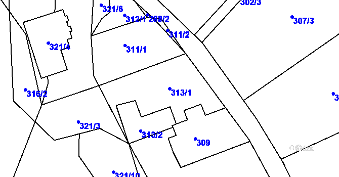 Parcela st. 313/1 v KÚ Tichá na Moravě, Katastrální mapa