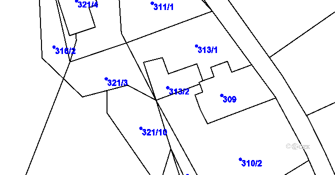 Parcela st. 313/2 v KÚ Tichá na Moravě, Katastrální mapa