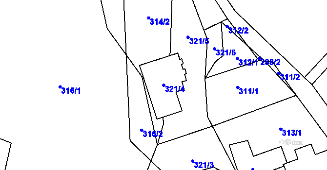 Parcela st. 321/4 v KÚ Tichá na Moravě, Katastrální mapa