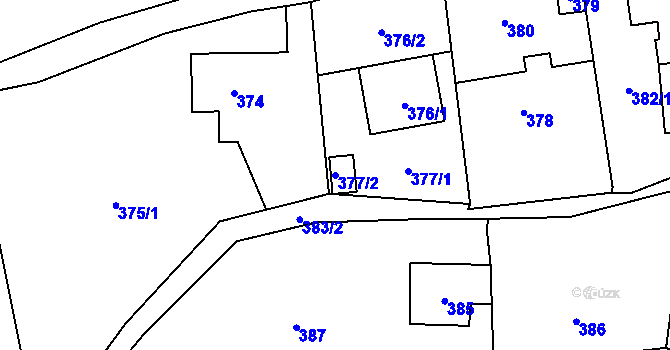 Parcela st. 377/2 v KÚ Tichá na Moravě, Katastrální mapa