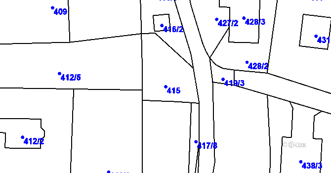 Parcela st. 415 v KÚ Tichá na Moravě, Katastrální mapa