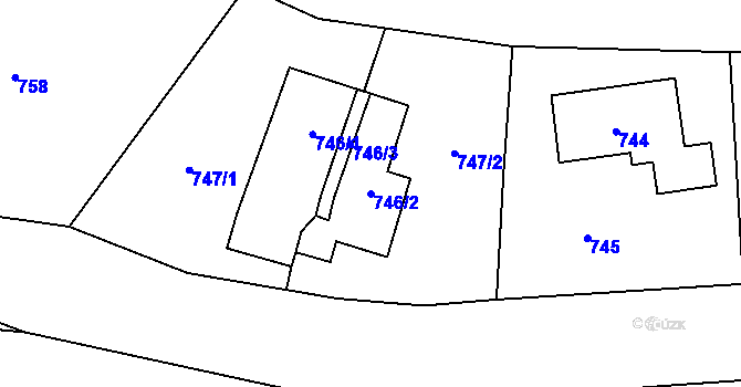 Parcela st. 746/2 v KÚ Tichá na Moravě, Katastrální mapa