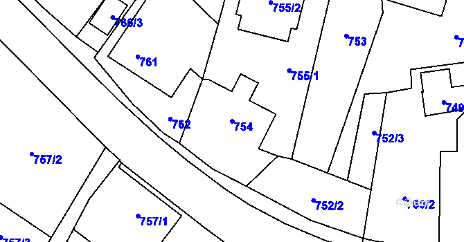 Parcela st. 754 v KÚ Tichá na Moravě, Katastrální mapa