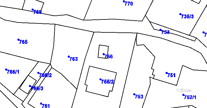 Parcela st. 756 v KÚ Tichá na Moravě, Katastrální mapa