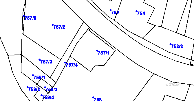 Parcela st. 757/1 v KÚ Tichá na Moravě, Katastrální mapa