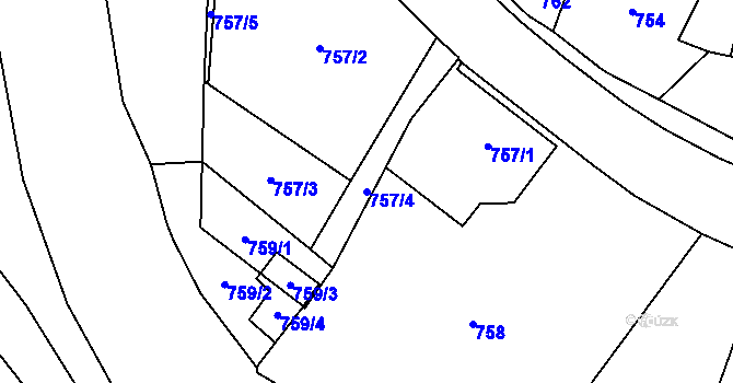 Parcela st. 757/4 v KÚ Tichá na Moravě, Katastrální mapa