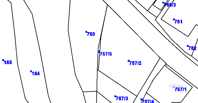 Parcela st. 757/5 v KÚ Tichá na Moravě, Katastrální mapa