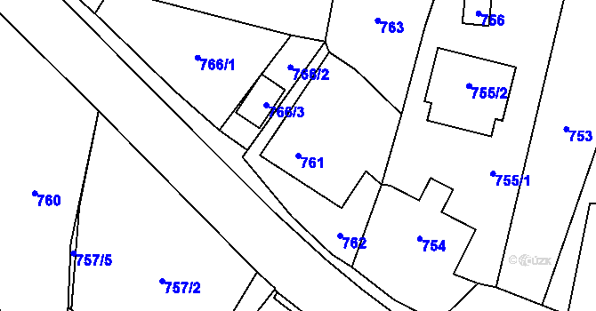 Parcela st. 761 v KÚ Tichá na Moravě, Katastrální mapa