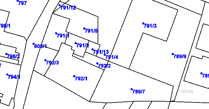 Parcela st. 791/4 v KÚ Tichá na Moravě, Katastrální mapa