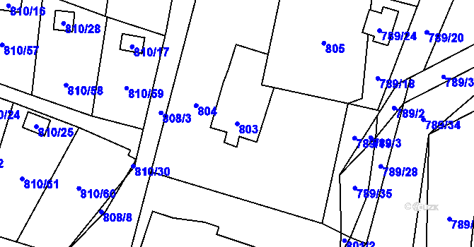 Parcela st. 803 v KÚ Tichá na Moravě, Katastrální mapa