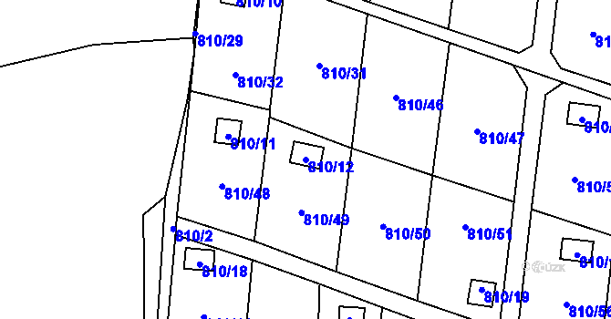 Parcela st. 810/12 v KÚ Tichá na Moravě, Katastrální mapa