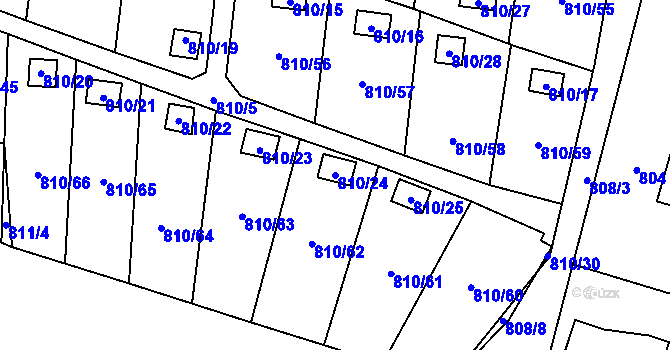 Parcela st. 810/24 v KÚ Tichá na Moravě, Katastrální mapa