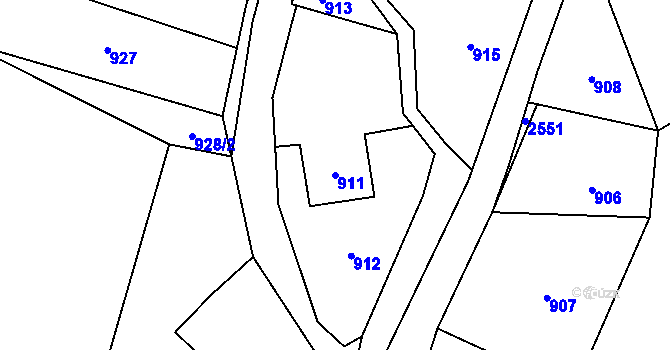 Parcela st. 911 v KÚ Tichá na Moravě, Katastrální mapa