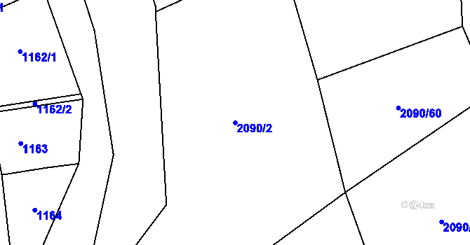 Parcela st. 2090/2 v KÚ Tichá na Moravě, Katastrální mapa