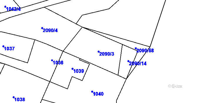 Parcela st. 2090/3 v KÚ Tichá na Moravě, Katastrální mapa