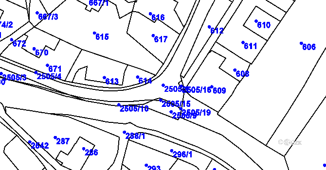Parcela st. 2505/1 v KÚ Tichá na Moravě, Katastrální mapa