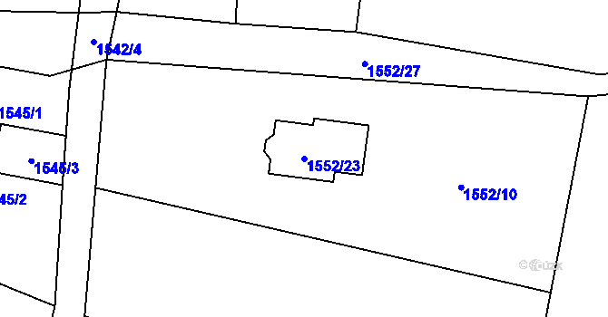 Parcela st. 1552/23 v KÚ Tichá na Moravě, Katastrální mapa