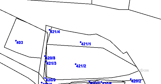 Parcela st. 421/1 v KÚ Tichá na Moravě, Katastrální mapa
