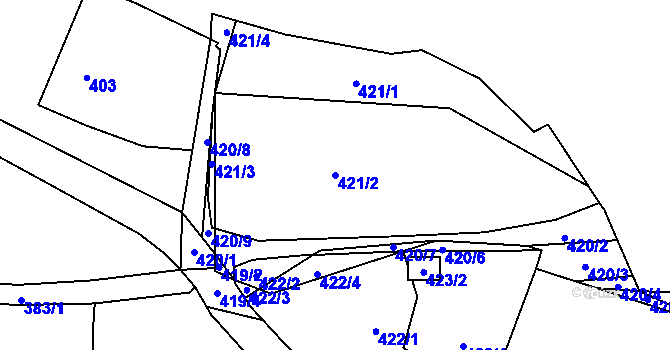 Parcela st. 421/2 v KÚ Tichá na Moravě, Katastrální mapa
