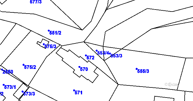 Parcela st. 553/4 v KÚ Tichá na Moravě, Katastrální mapa