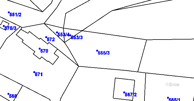 Parcela st. 555/3 v KÚ Tichá na Moravě, Katastrální mapa