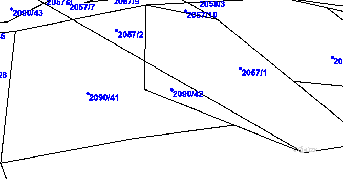 Parcela st. 2090/42 v KÚ Tichá na Moravě, Katastrální mapa