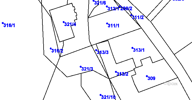 Parcela st. 313/3 v KÚ Tichá na Moravě, Katastrální mapa