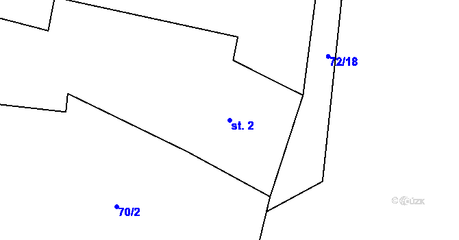 Parcela st. 2 v KÚ Tichonice, Katastrální mapa