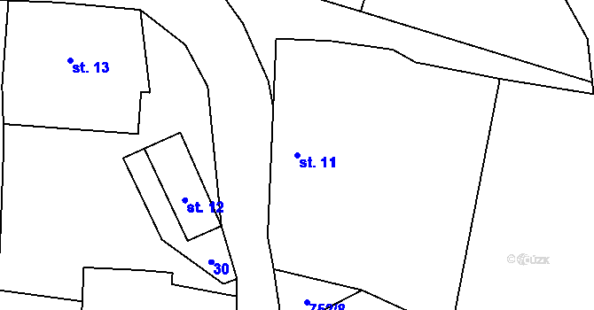 Parcela st. 11 v KÚ Tichonice, Katastrální mapa