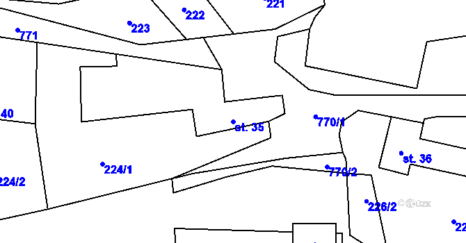 Parcela st. 35 v KÚ Tichonice, Katastrální mapa