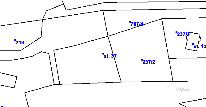 Parcela st. 37 v KÚ Tichonice, Katastrální mapa