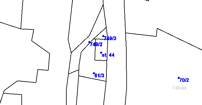 Parcela st. 44 v KÚ Tichonice, Katastrální mapa