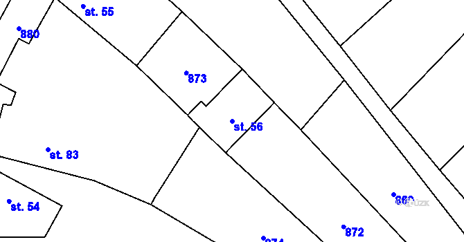 Parcela st. 56 v KÚ Tichonice, Katastrální mapa