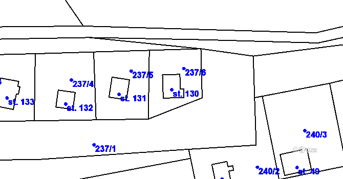 Parcela st. 130 v KÚ Tichonice, Katastrální mapa