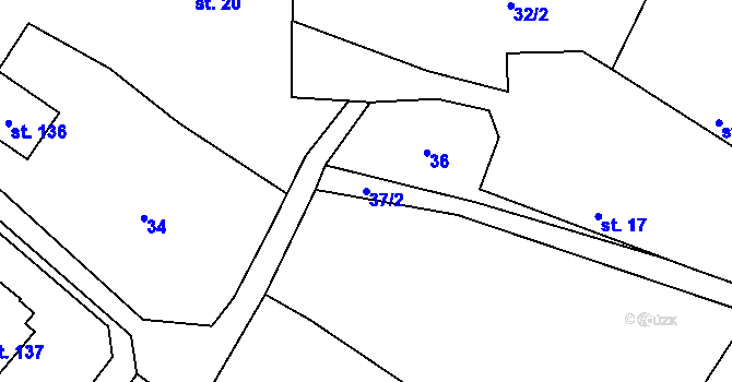 Parcela st. 37/2 v KÚ Tichonice, Katastrální mapa