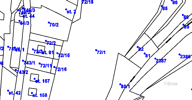 Parcela st. 72/1 v KÚ Tichonice, Katastrální mapa