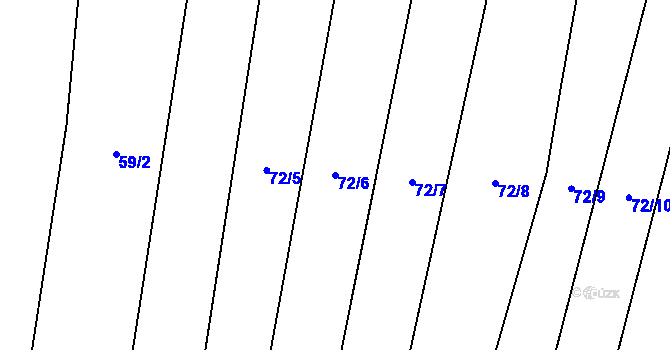 Parcela st. 72/6 v KÚ Tichonice, Katastrální mapa