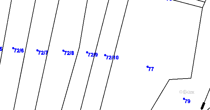 Parcela st. 72/10 v KÚ Tichonice, Katastrální mapa