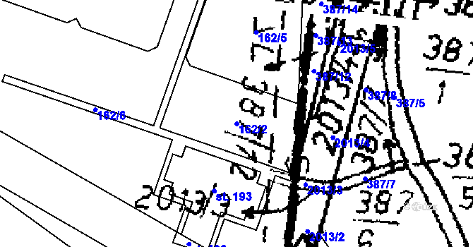 Parcela st. 162/2 v KÚ Tichonice, Katastrální mapa