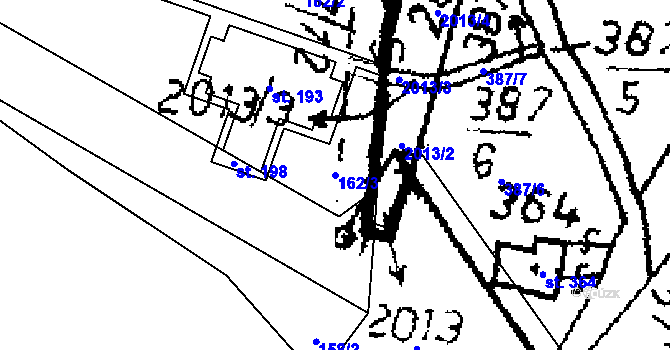 Parcela st. 162/3 v KÚ Tichonice, Katastrální mapa