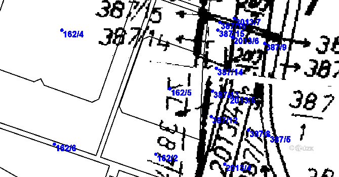 Parcela st. 162/5 v KÚ Tichonice, Katastrální mapa