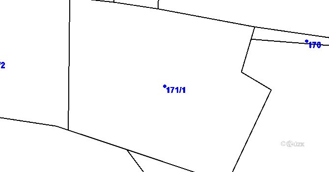 Parcela st. 171/1 v KÚ Tichonice, Katastrální mapa